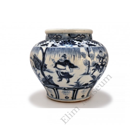 1438  A Yuan B&W pot with figures